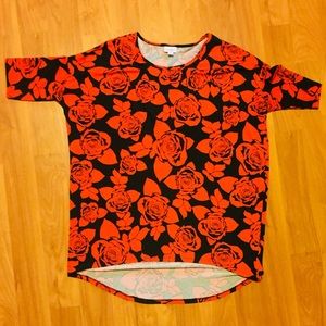 LulaRoe Irma Medium Red & Black Rose Valentines